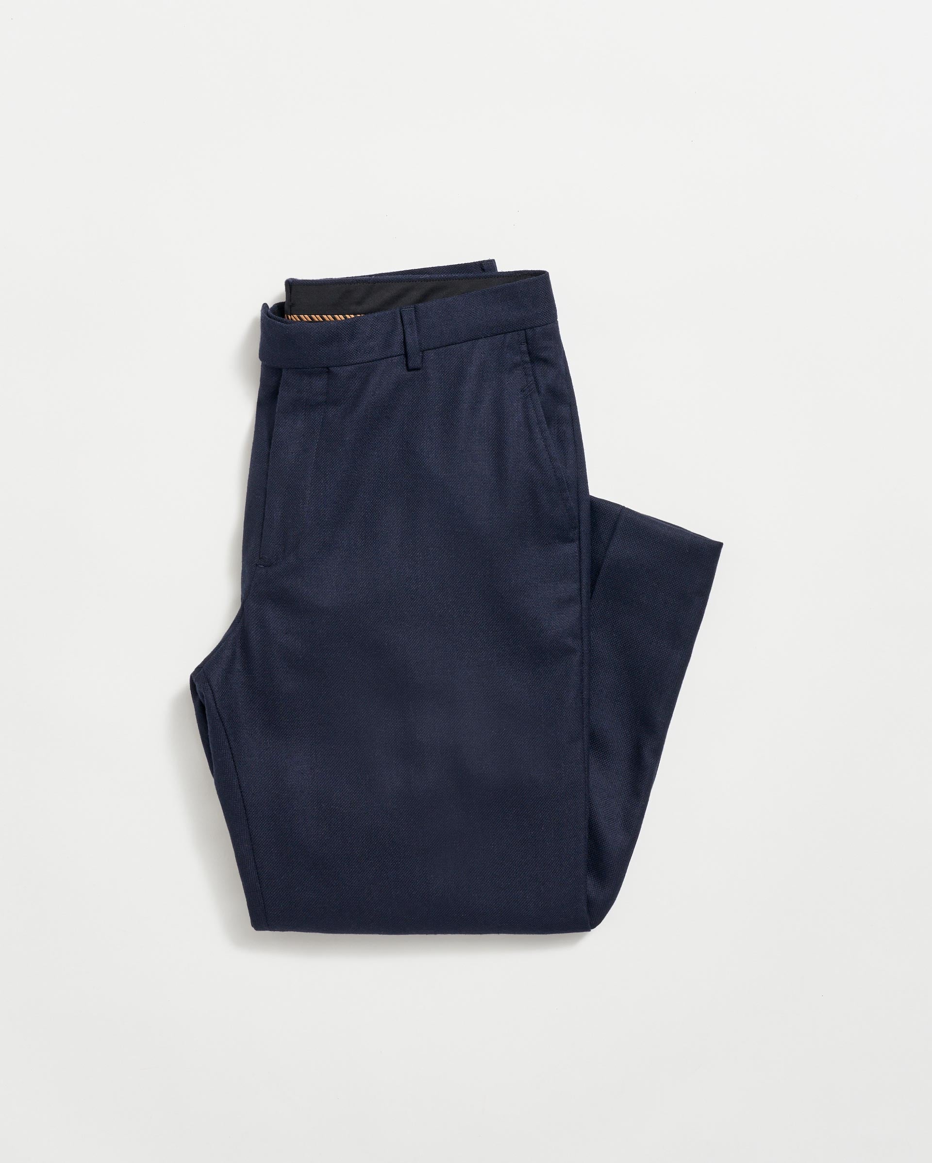 Flat Front Trouser - Silk-Wool Slim Fit - Navy | Billy Reid
