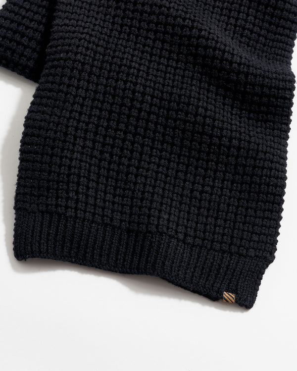 Wool Ribbon Scarf in Black