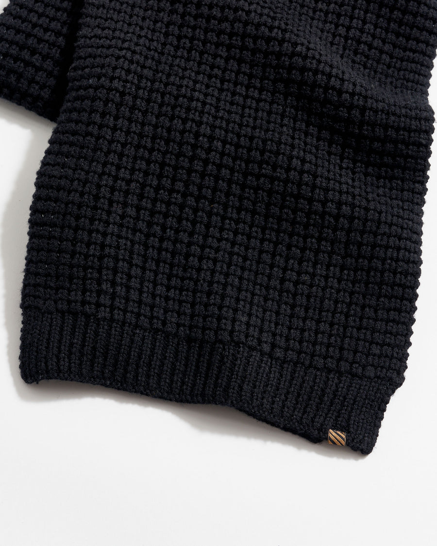 Wool Ribbon Scarf in Black