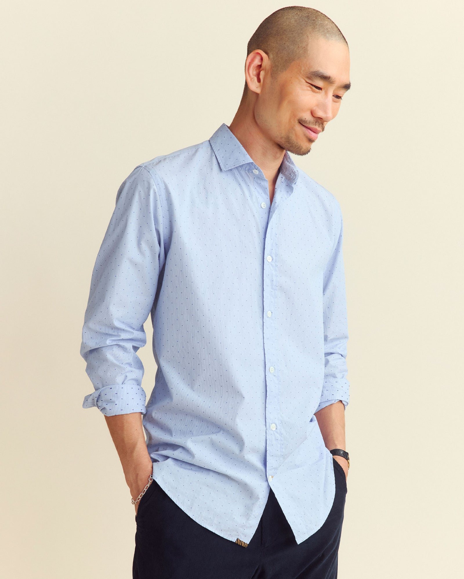 Billy Reid Coupe Dot Holt Dress Shirt, Blue Billy Reid Coupe Dot Holt Dress Shirt, Blue