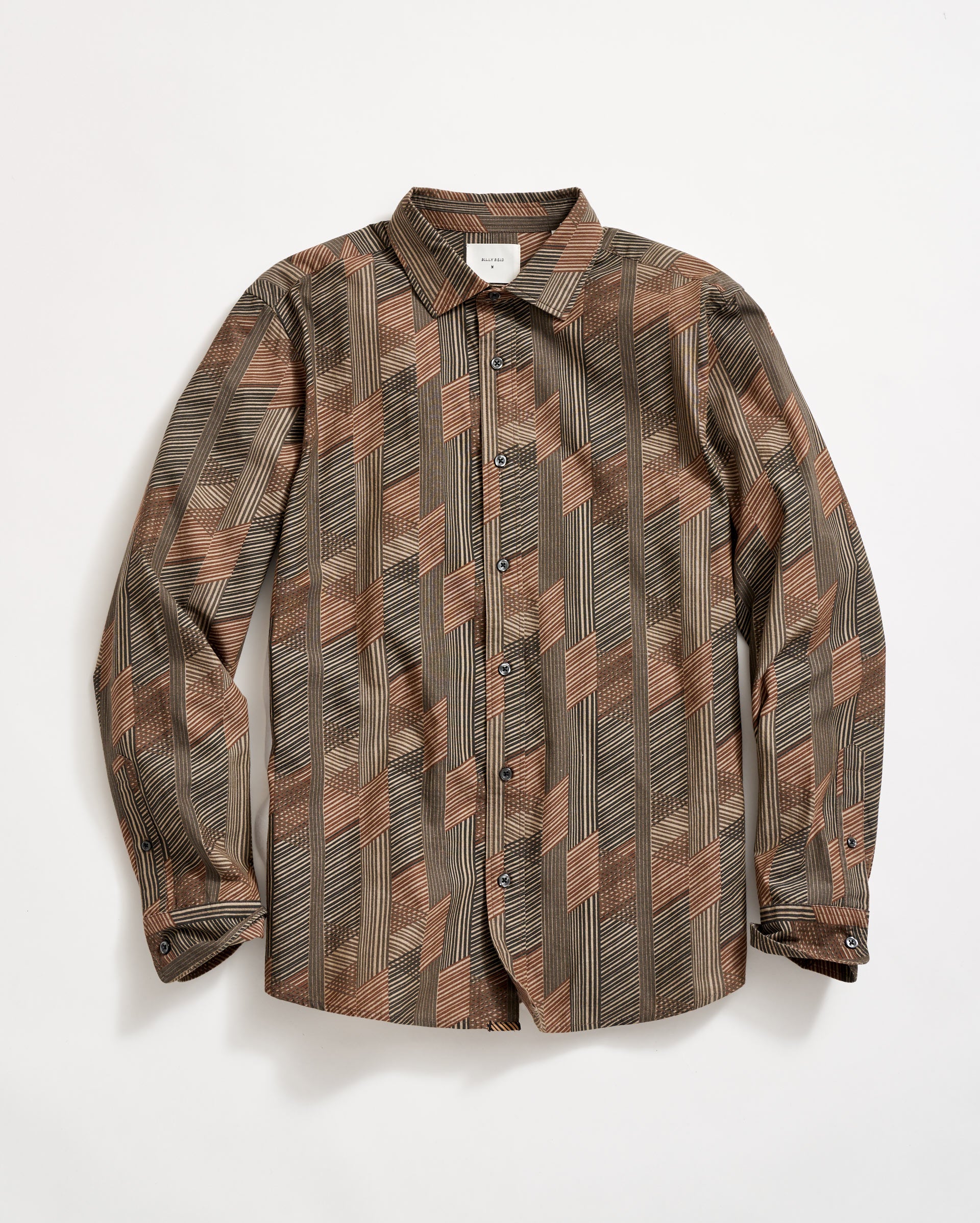 Abstract Ribbon Cedar Shirt with Mother of Pearl Buttons