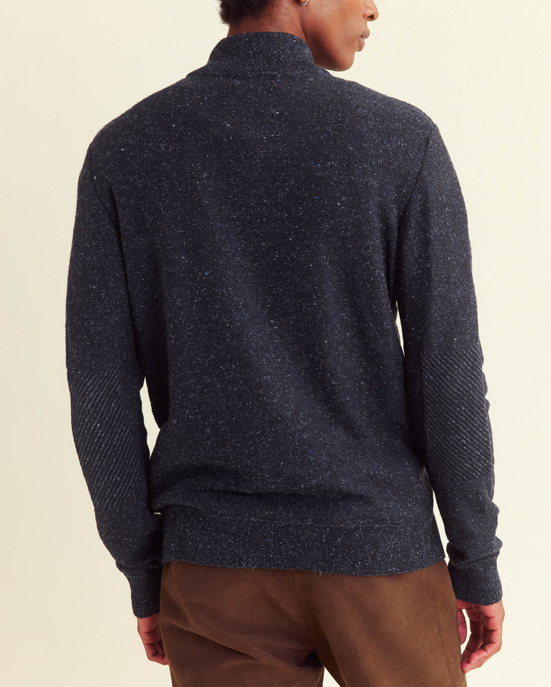 Birdseye Half Zip in Carbon Blue Melange