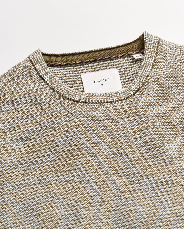 Tuck Stripe Crew in Moss Green