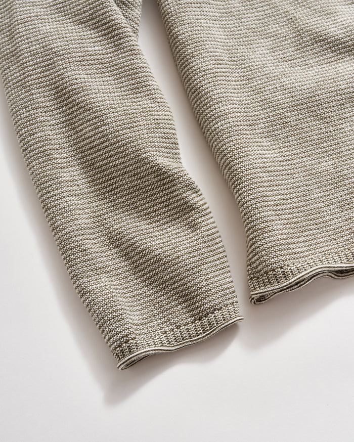 Tuck Stripe Crew in Moss Green