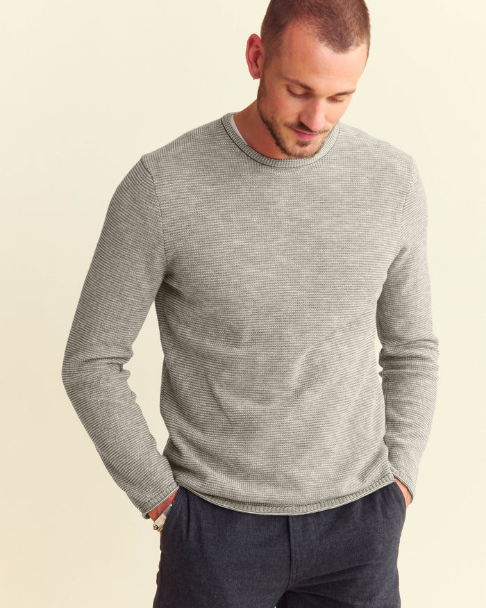 Tuck Stripe Crew in Moss Green