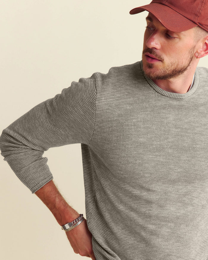 Tuck Stripe Crew in Moss Green