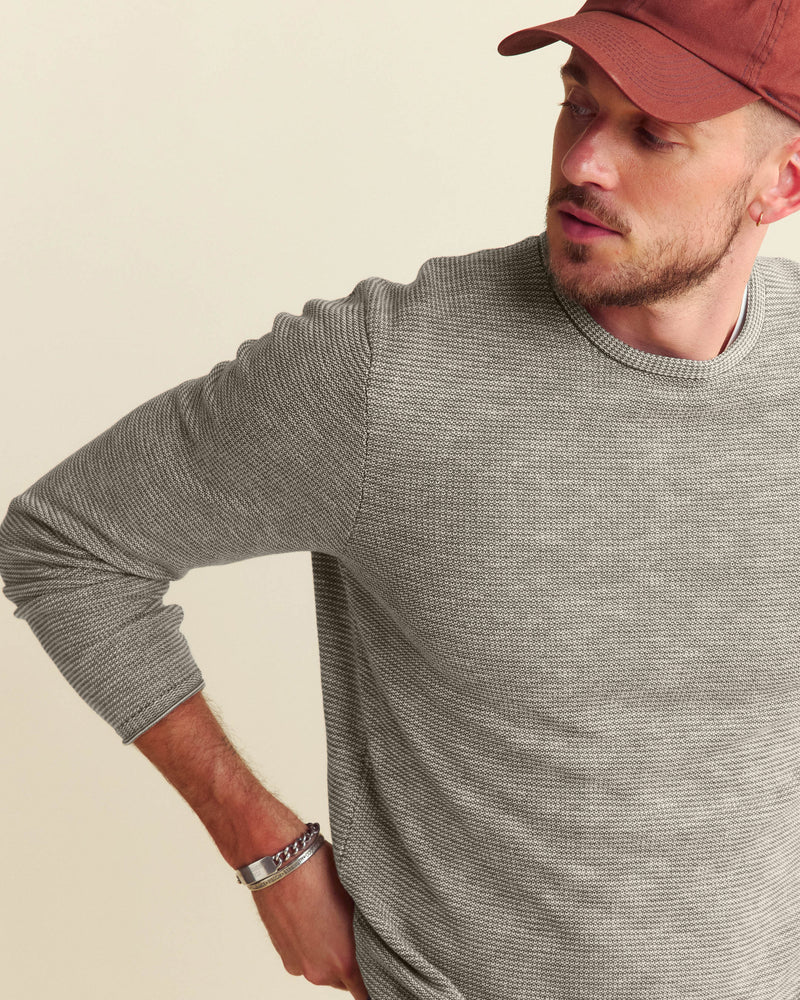 Tuck Stripe Crew in Moss Green