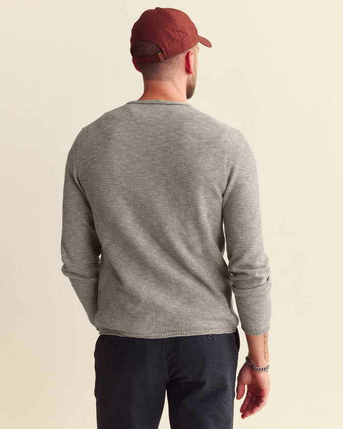 Tuck Stripe Crew in Moss Green