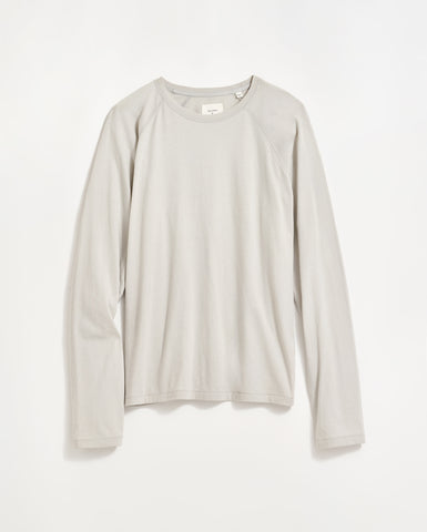 Long Sleeve Sueded Cotton Crew in Silver