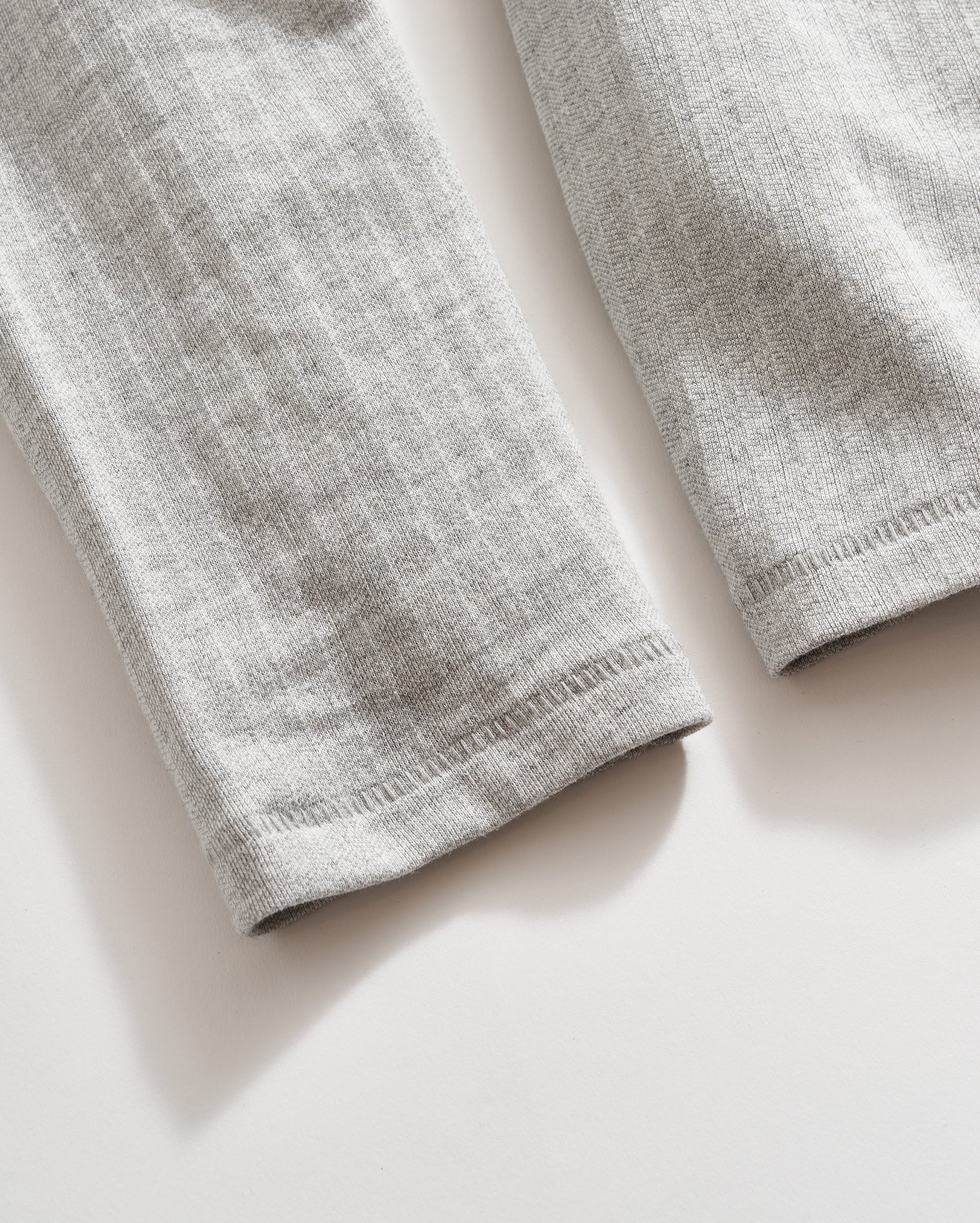 Long Sleeve Herringbone Polo in Light Grey