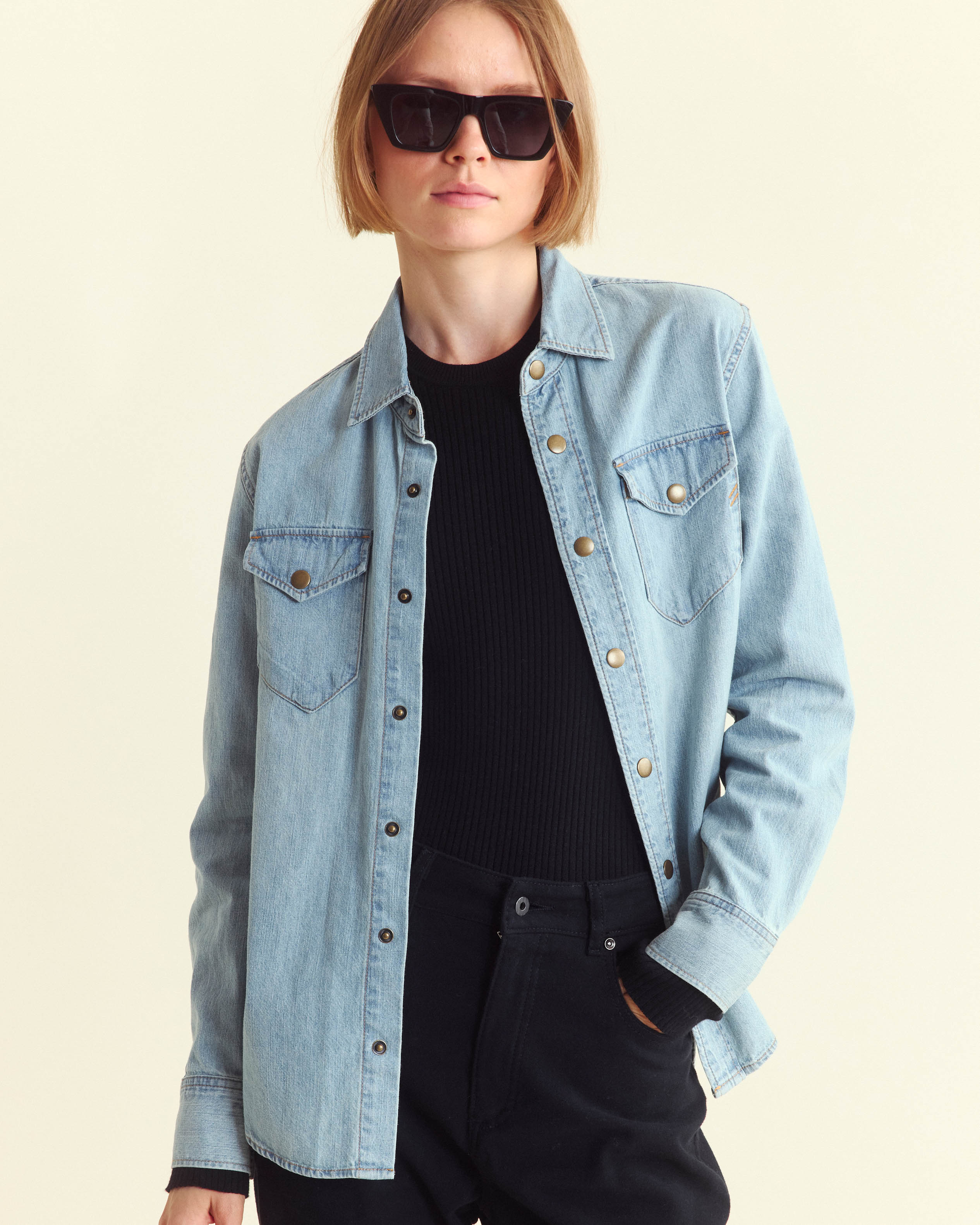 Women's Shoals Denim Shirt with Brass Snaps | Billy Reid