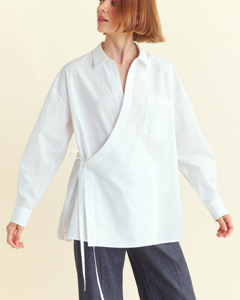 POPLIN WRAP SHIRT	WHITE
