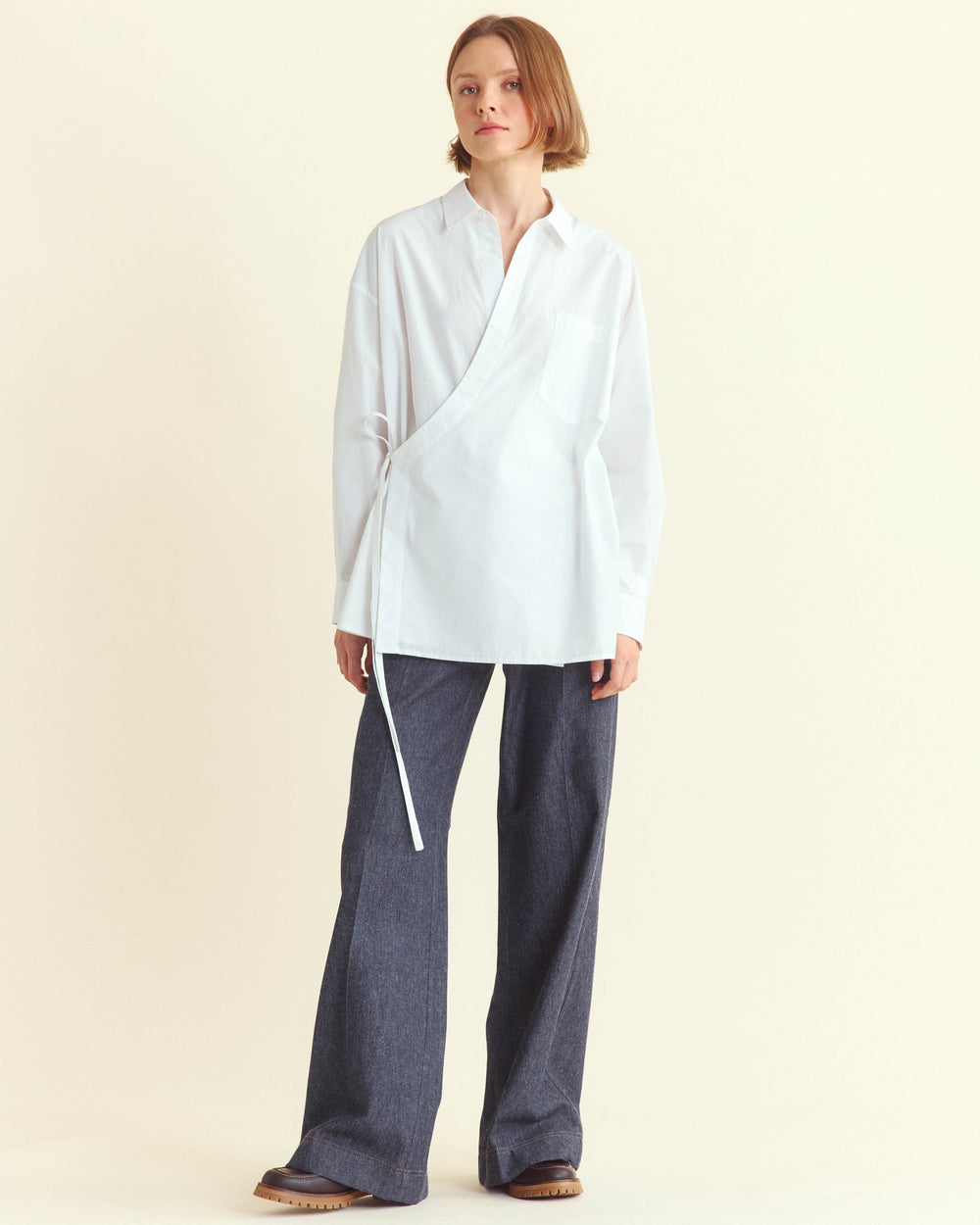 POPLIN WRAP SHIRT	WHITE