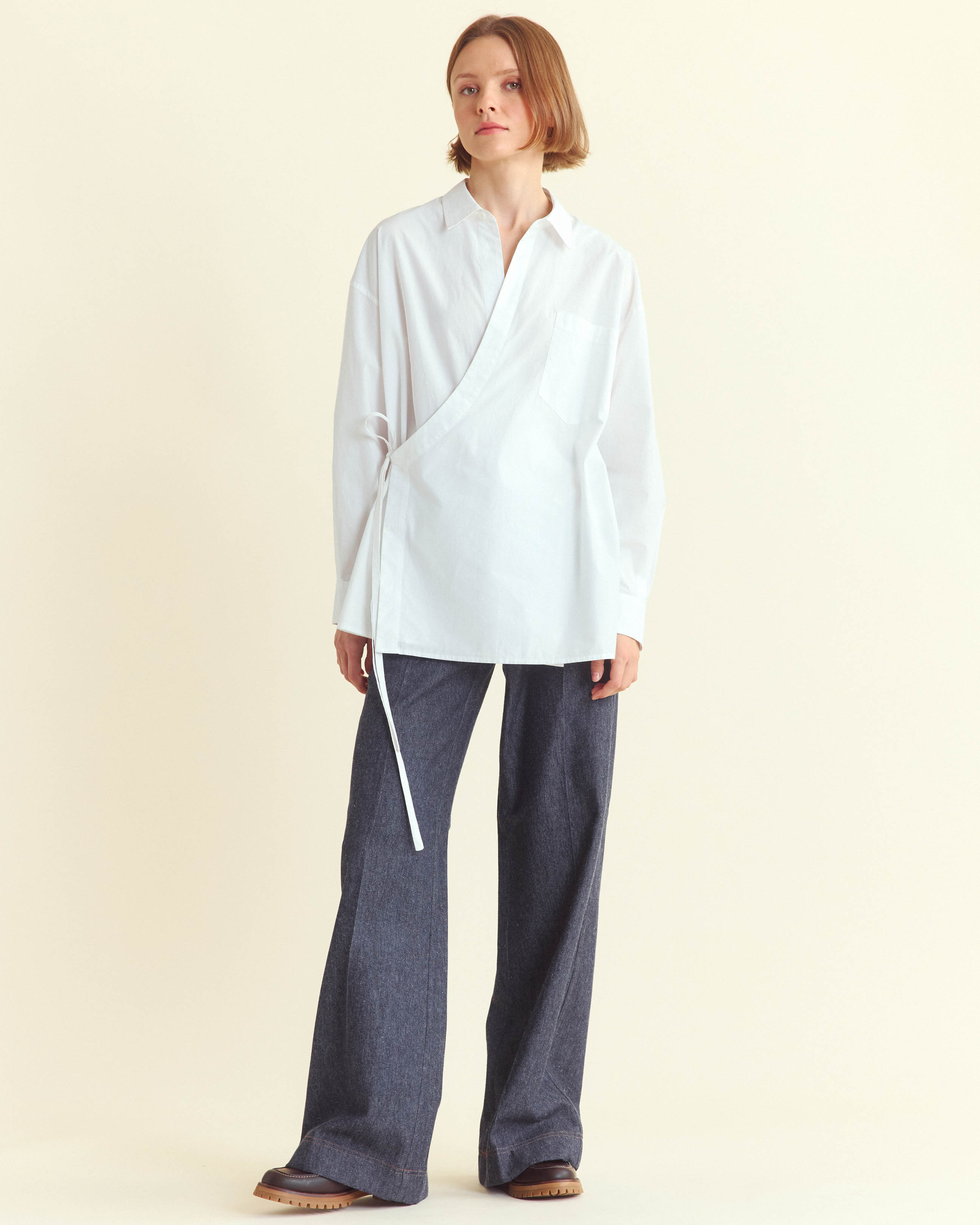 POPLIN WRAP SHIRT	WHITE