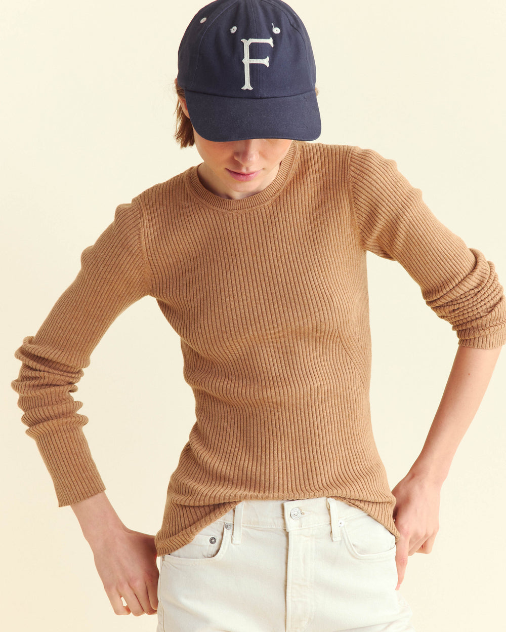 Long Sleeve Rib Crew in Billy's Brown