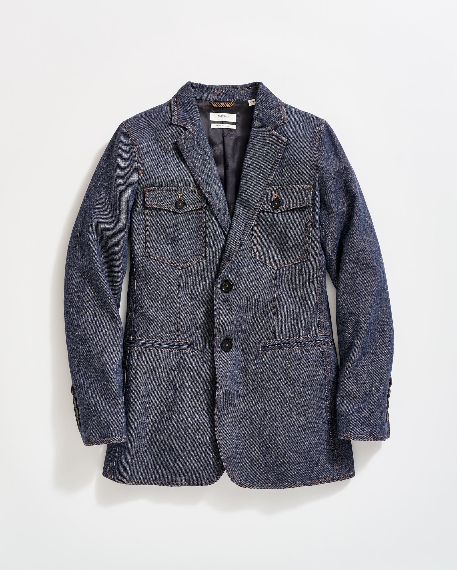 Wool Denim Blazer in Navy