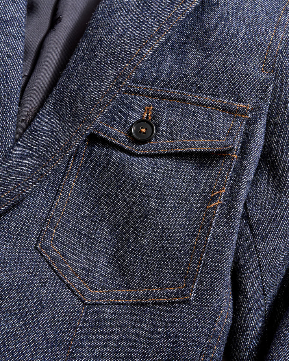 Wool Denim Blazer in Navy