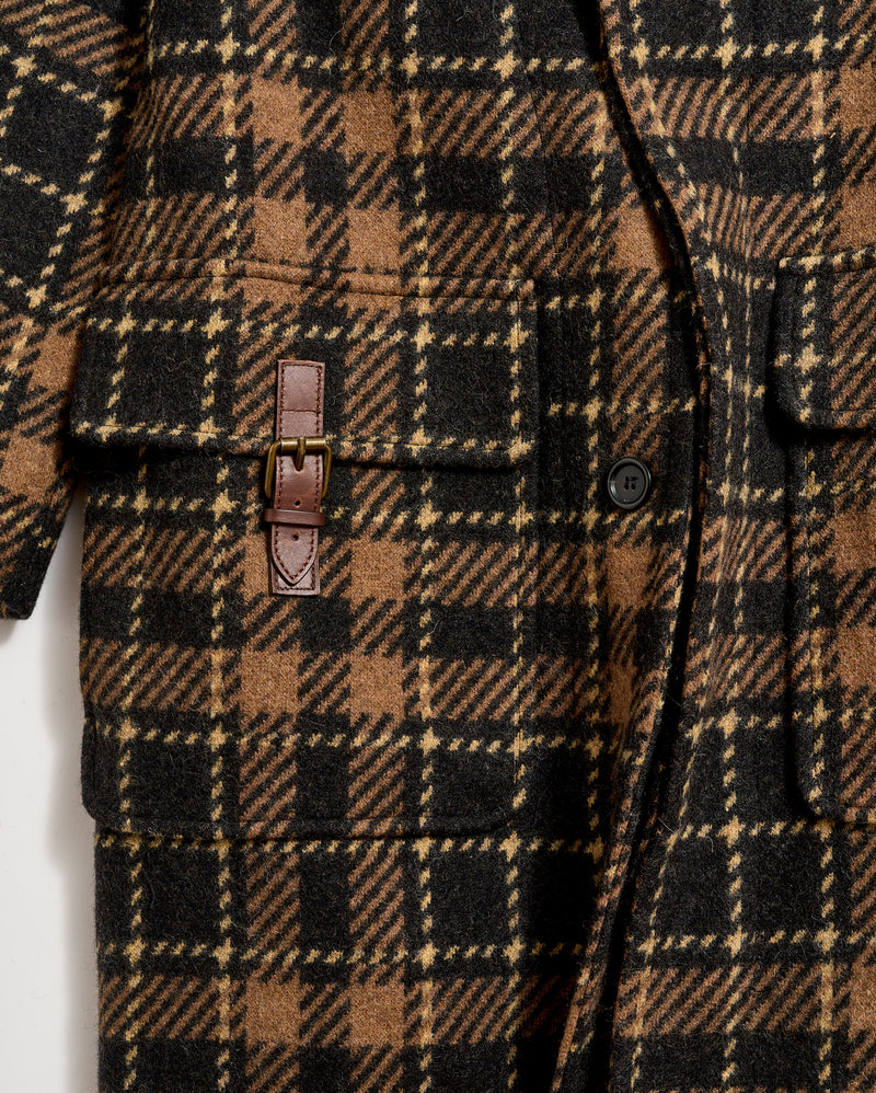 Buckle Neck Coat in Black/Brown