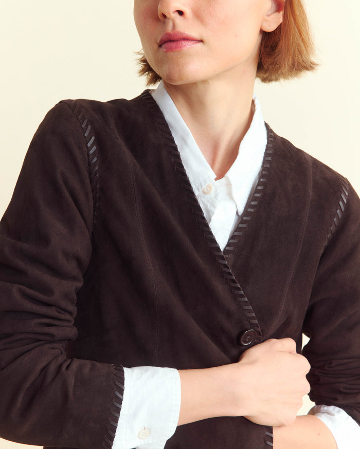 Suede Whip Stitch Coat