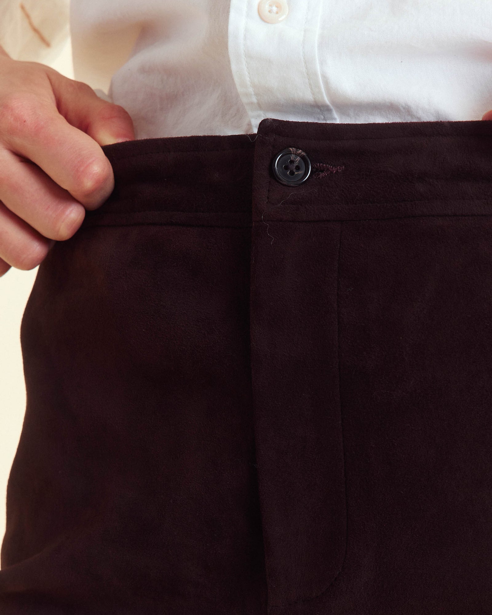 Stretch Suede Fly Front Legging in Java