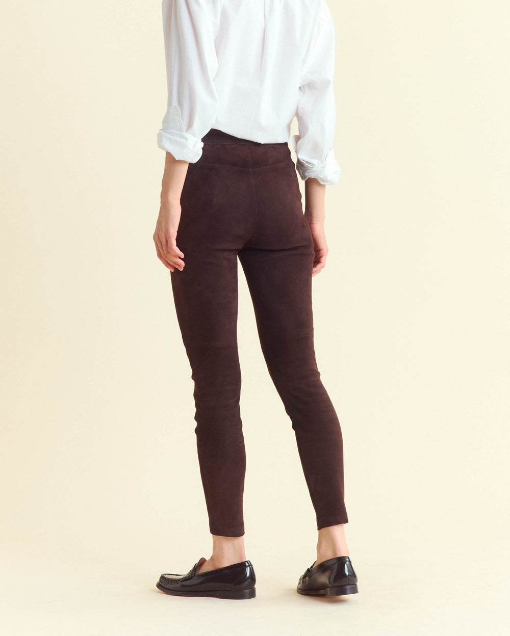 Stretch Suede Fly Front Legging in Java