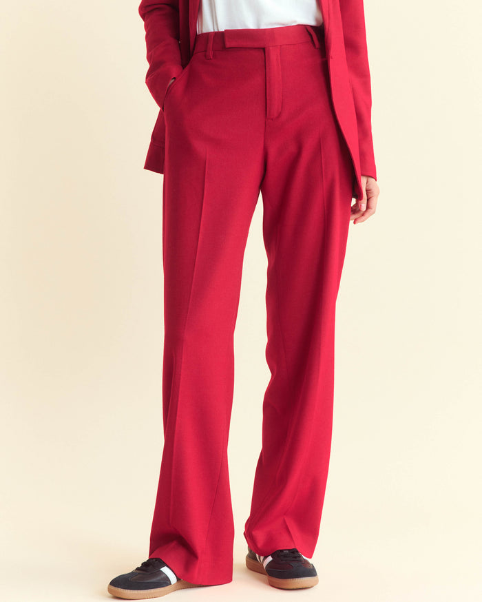 women's red dress slacks Billy Reid Flat Front Trouser, Holiday Red