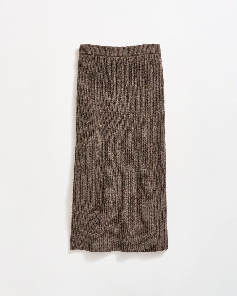 Straight Rib Sweater Skirt in Heathered Mink