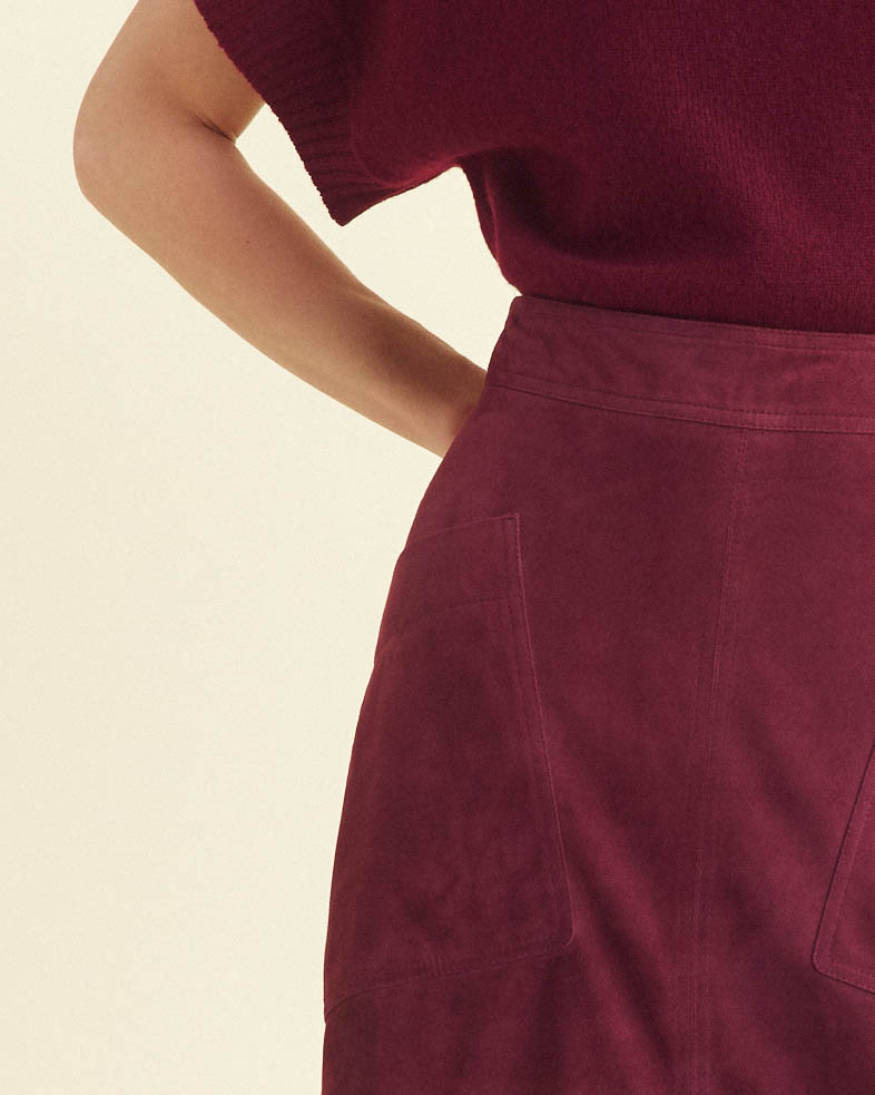 A Line Suede Skirt in Port Royale