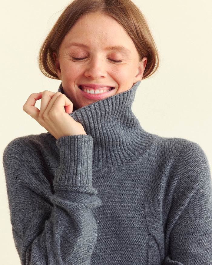 Fading Cable Sweater Dress - Fading Cable Sweater Dress -