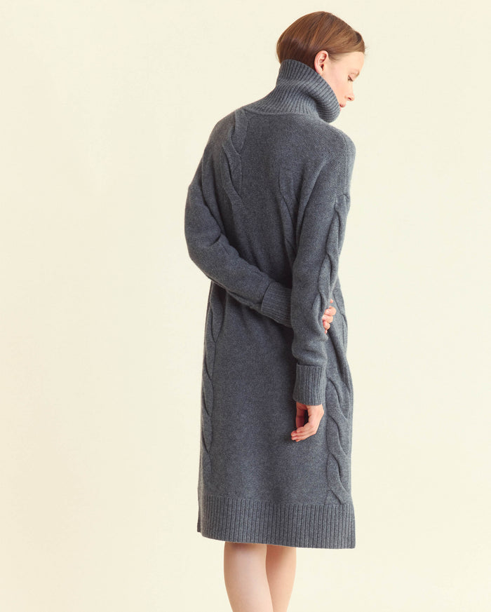 Billy Reid Fading Cable Sweater Dress, Grey Billy Reid Fading Cable Sweater Dress, Grey
