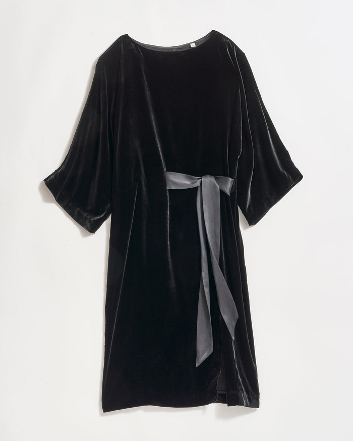 Billy Reid Velvet Tie Waist Dress, Black Billy Reid Velvet Tie Waist Dress, Black