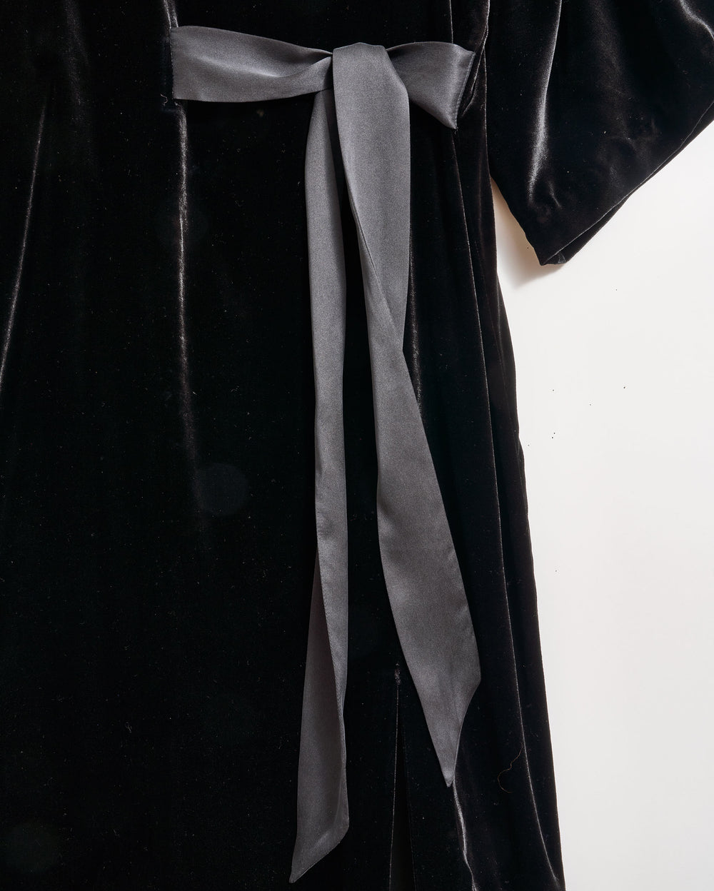 Velvet Tie Waist Dress in Black