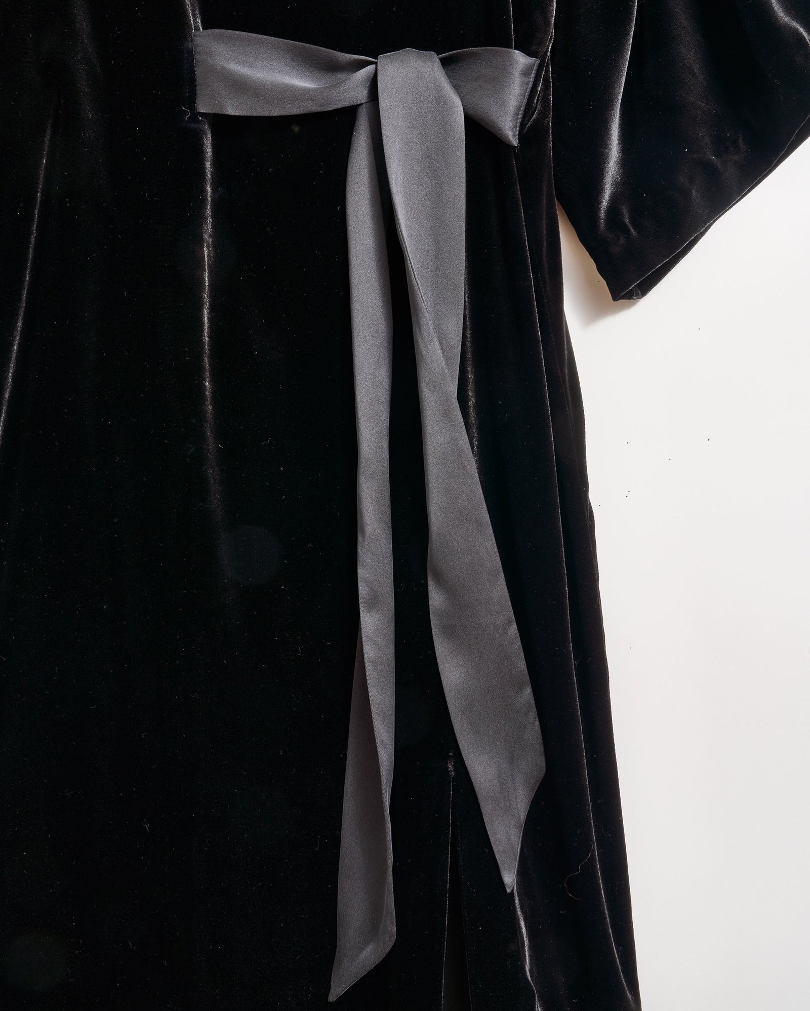 Velvet Tie Waist Dress in Black