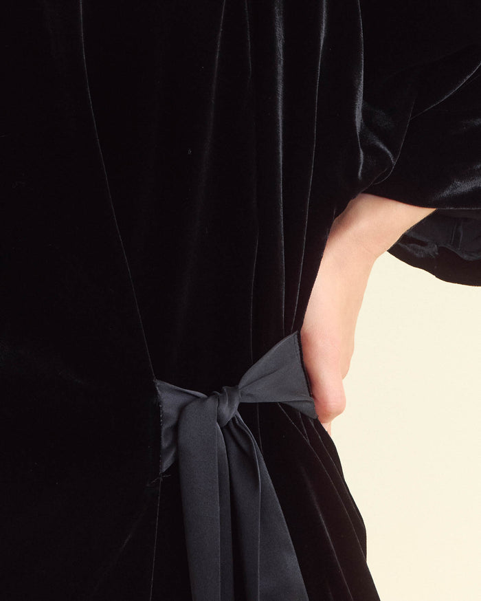 Billy Reid Velvet Tie Waist Dress, Black Billy Reid Velvet Tie Waist Dress, Black