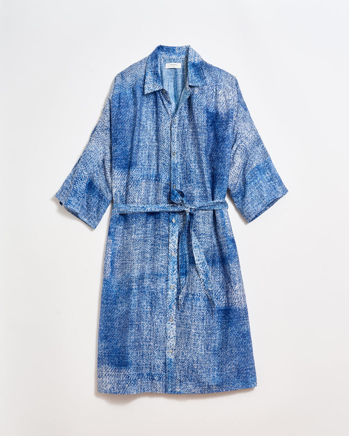 Indigo Texture Shirred Shoulder Shirtdress | Billy Reid Indigo Texture Shirred Shoulder Shirtdress | Billy Reid