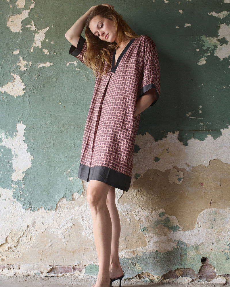 Printed V-Pleat Dress