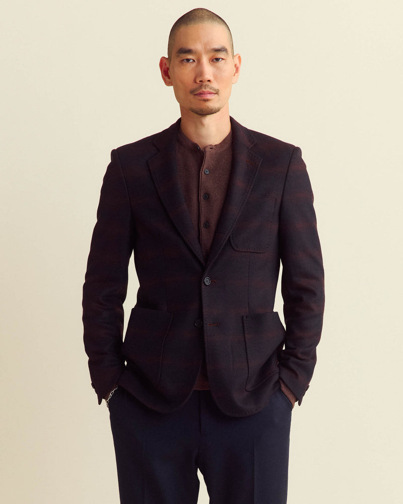 SHADOW PLAID ARCHIE JACKET	NAVY