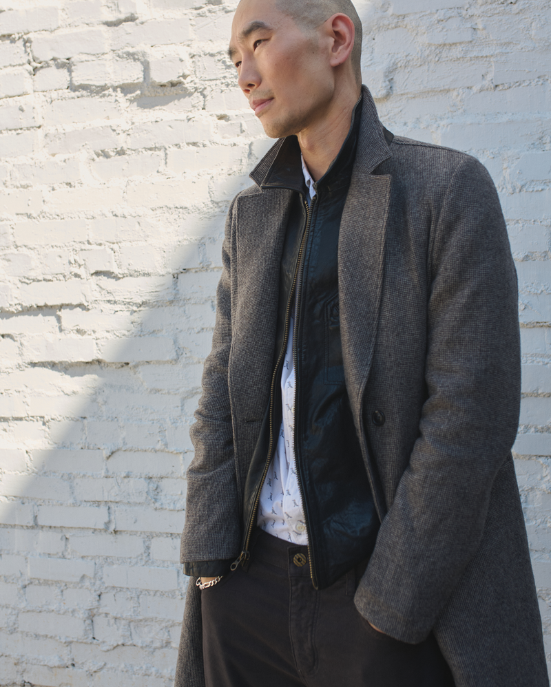 Micro Houndstooth Officer Coat