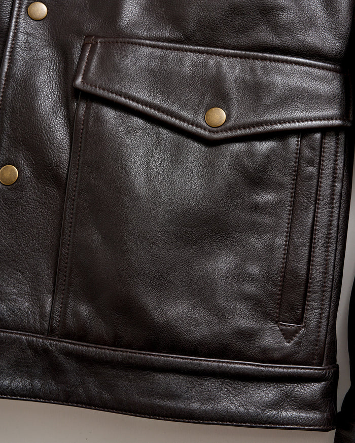 Leather Flight Jacket with Shearling Collar
