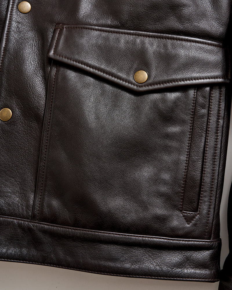 Leather Flight Jacket with Shearling Collar
