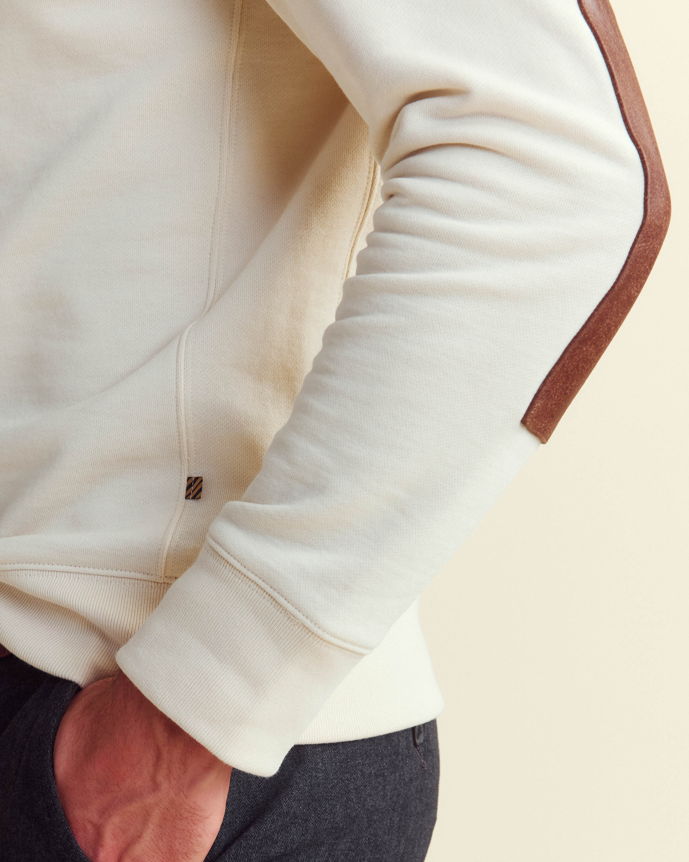 Dover Sweatshirt with Distressed Leather Elbow Patches Dover Sweatshirt with Distressed Leather Elbow Patches