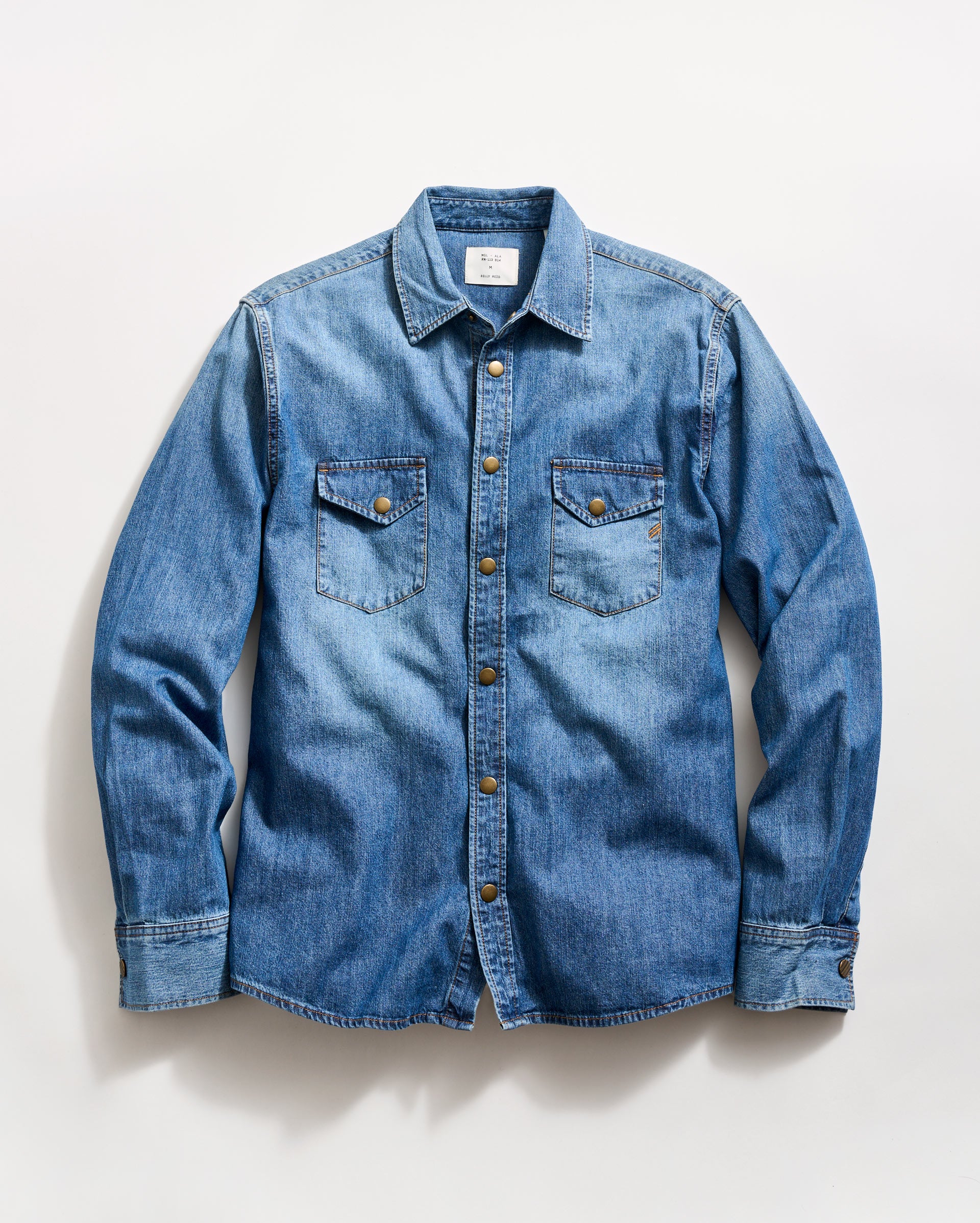 men's denim dress shirt Billy Reid Shoals Denim Shirt, Light Indigo