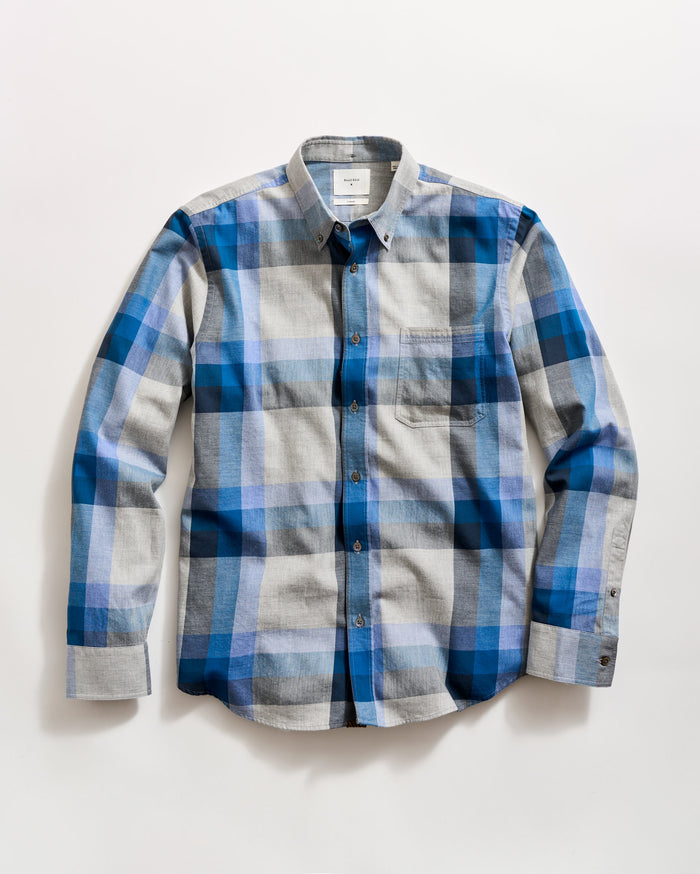 Large Scale Plaid Melange Tuscumbia Shirt Button Down in Blue/Multi