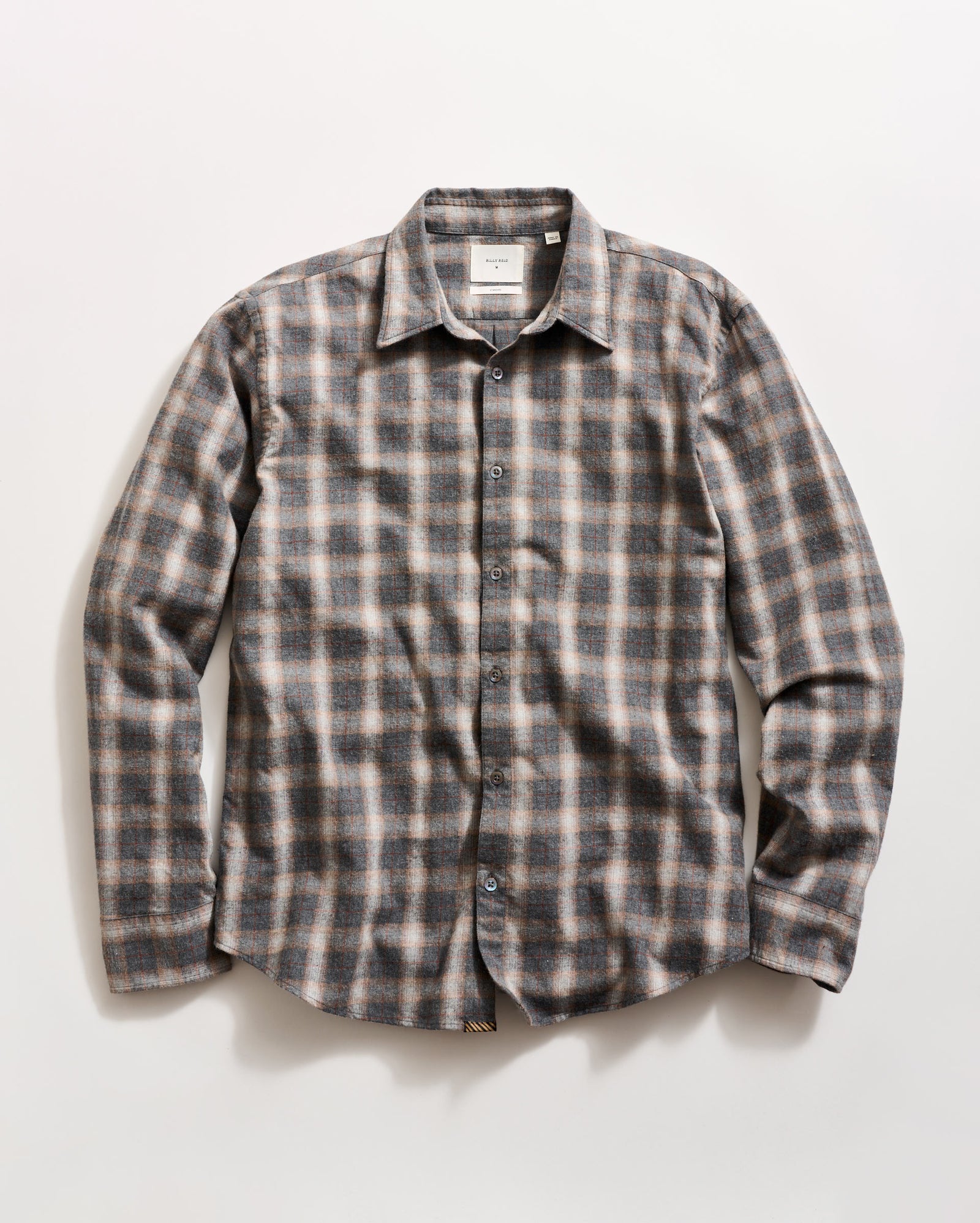 Melange Grid Plaid Wilson Button Down Shirt in Grey Multi