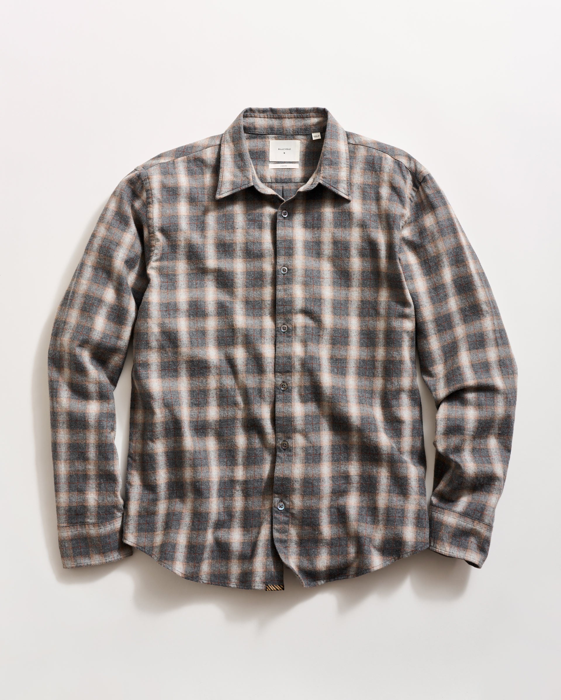 Melange Grid Plaid Wilson Button Down Shirt in Grey Multi