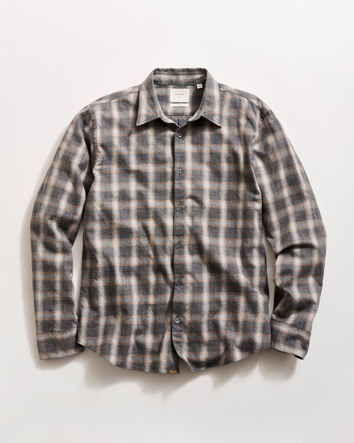 Melange Grid Plaid Wilson Button Down Shirt in Grey Multi
