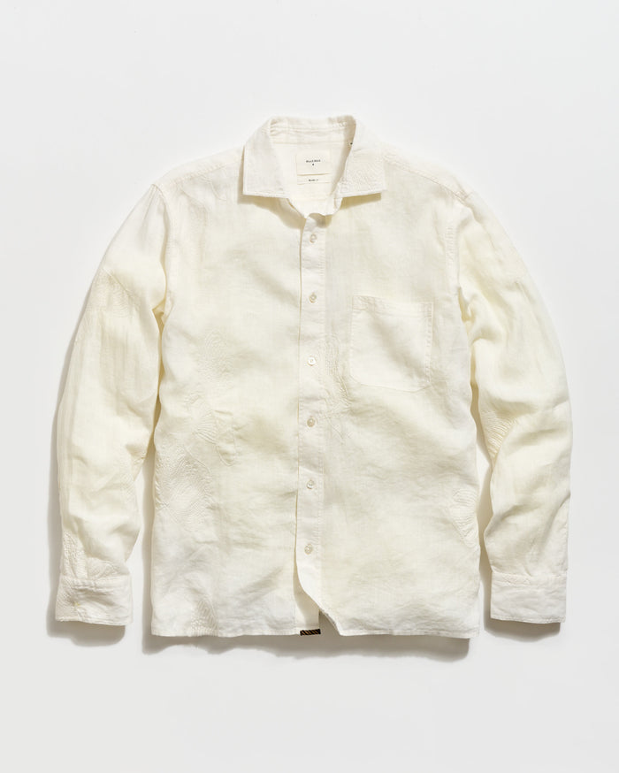 Long Sleeve Embroidered Treme 100% Linen Shirt | Billy Reid Long Sleeve Embroidered Treme 100% Linen Shirt | Billy Reid