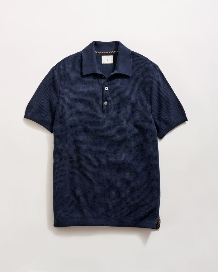 Pique Sweater Polo in Navy