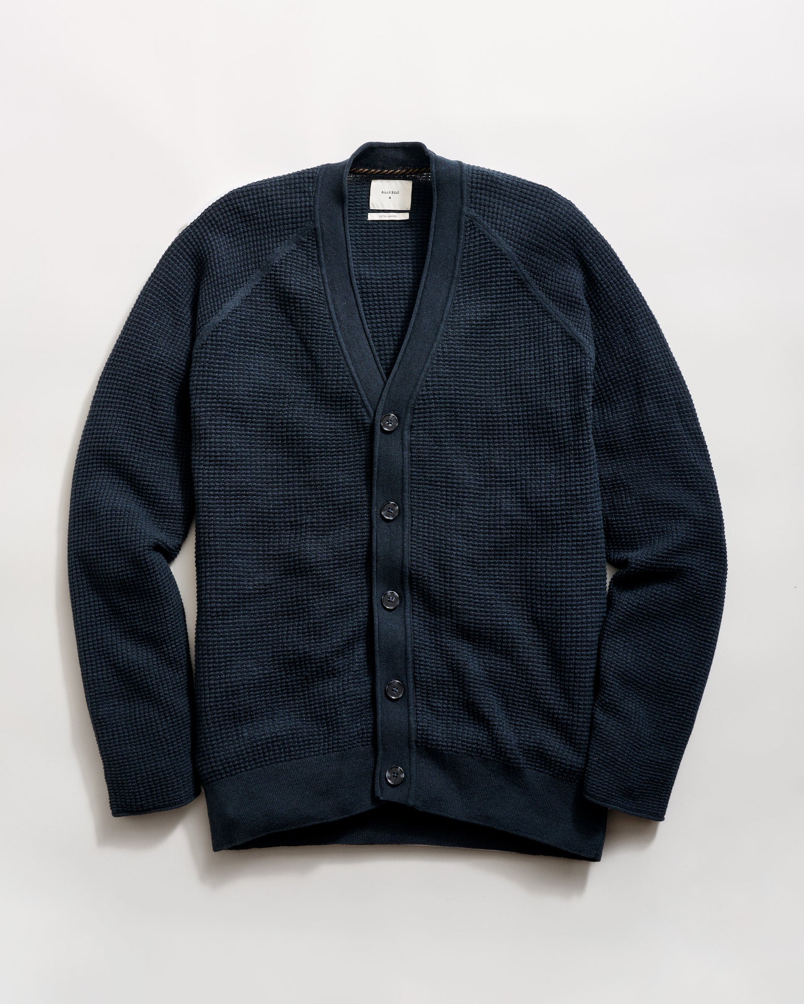 Mini Waffle Cardigan in Carbon Blue