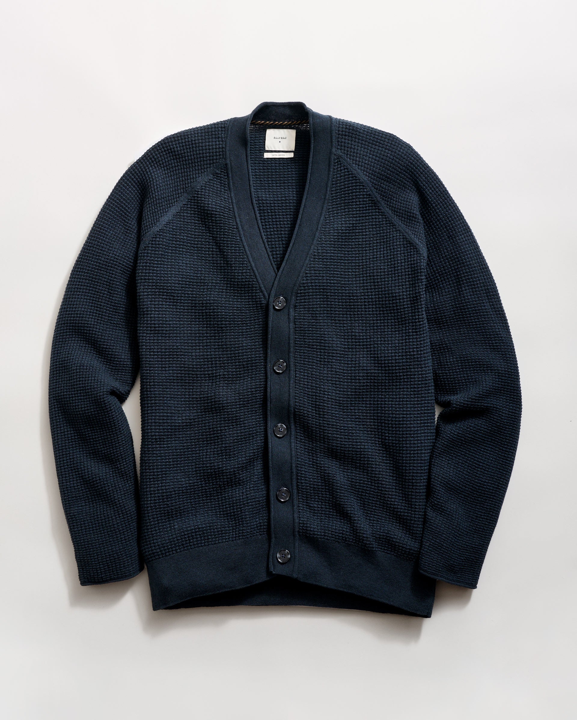 Mini Waffle Cardigan in Carbon Blue